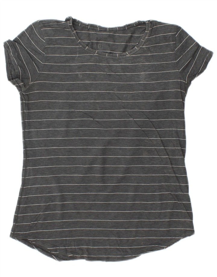 Maglietta da donna LULULEMON Top UK 10 piccola a righe grigie