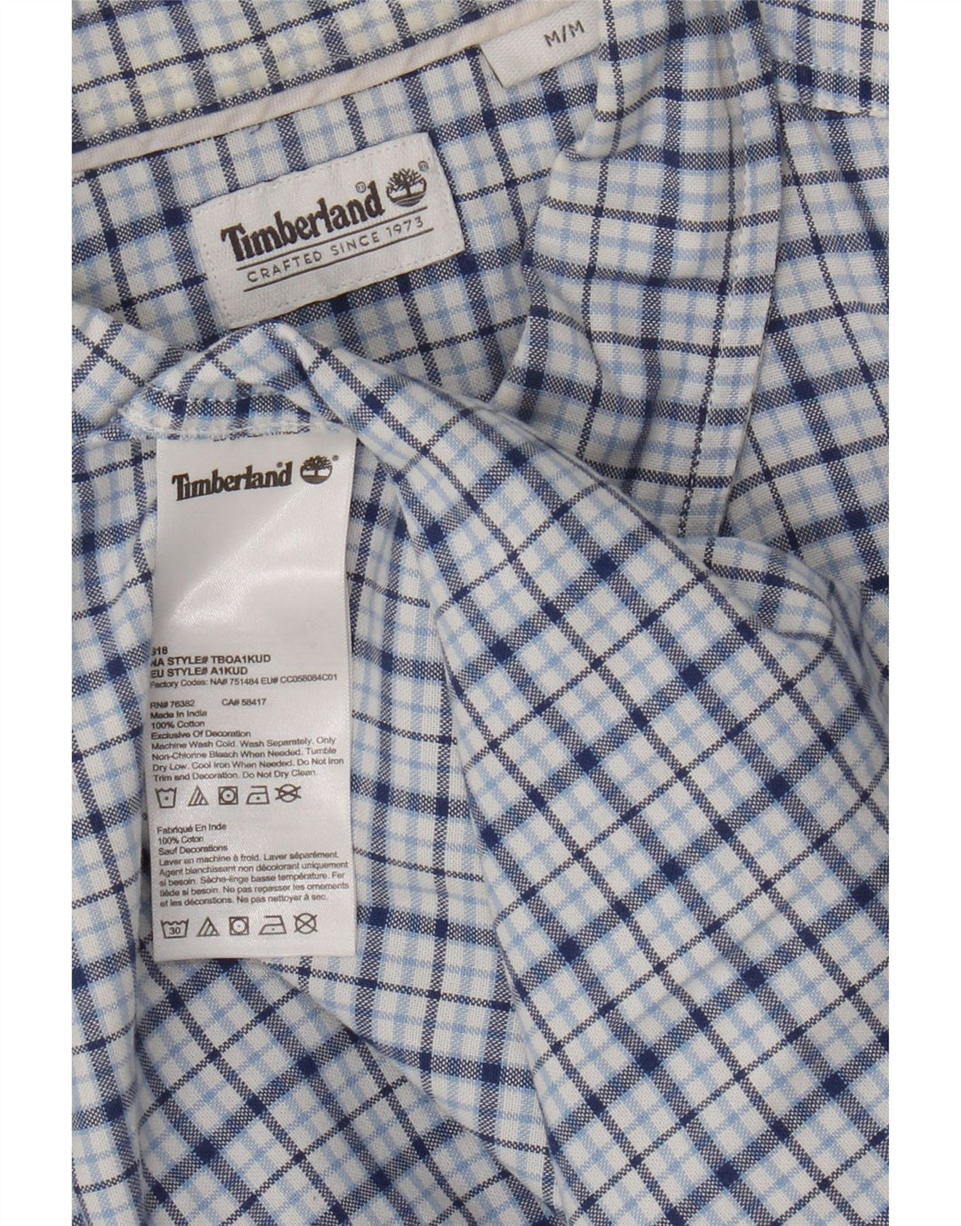Camicia da uomo Timberland in cotone a quadri blu medio