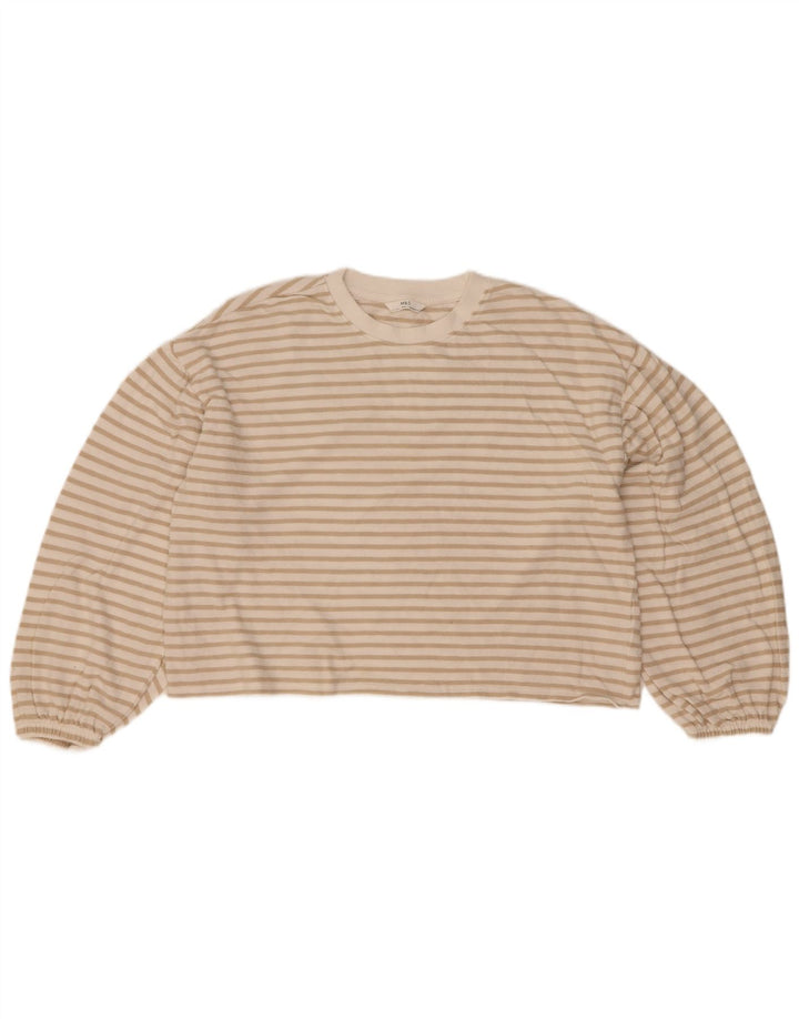 Top oversize per ragazze Marks & Spencer a maniche lunghe 13-14 anni a righe beige