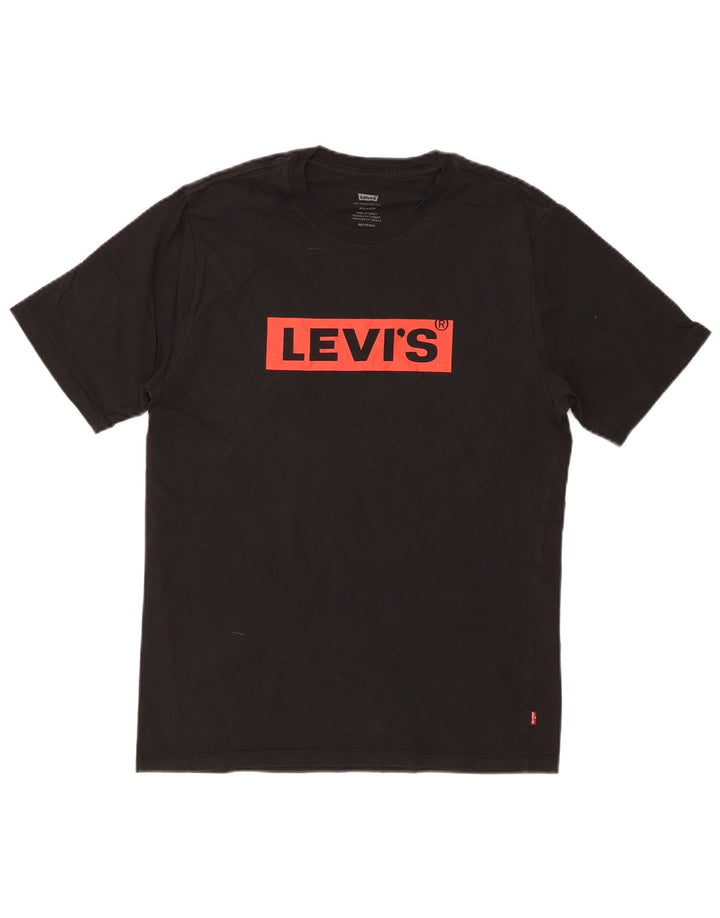 T-shirt grafica da uomo dalla vestibilità rilassata LEVI'S Top XS in cotone nero