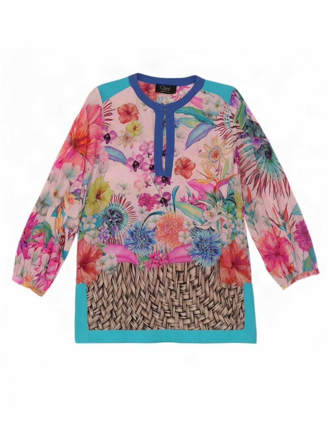 Clips Camicetta da spiaggia a maniche lunghe da donna Top IT 42 Medio multicolore floreale