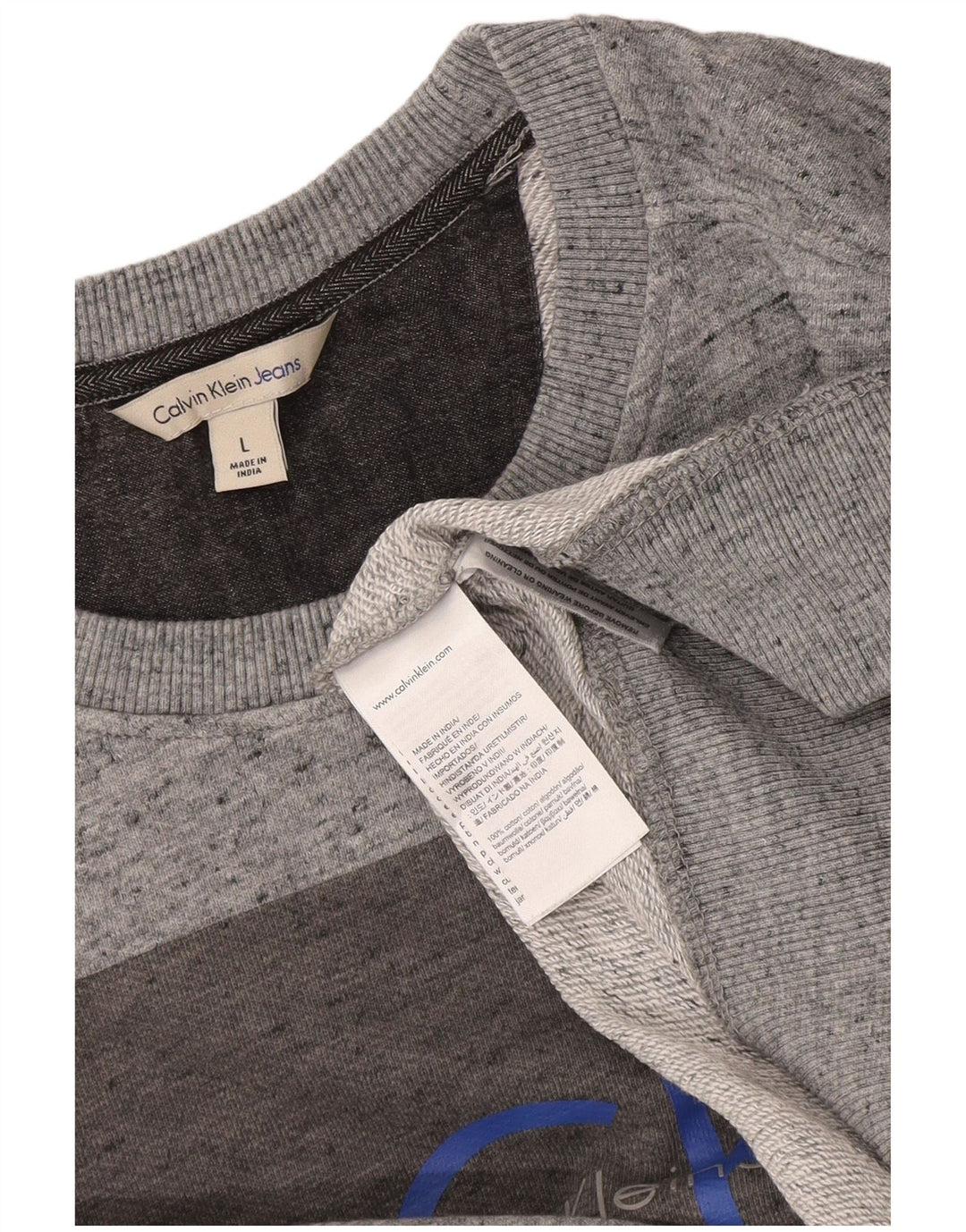 Maglione maglione girocollo grafico da uomo Calvin Klein grande grigio screziato