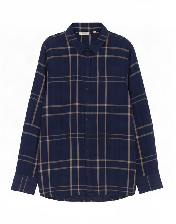 Camicia da donna Fat Face UK 14 Grande cotone a quadri blu navy