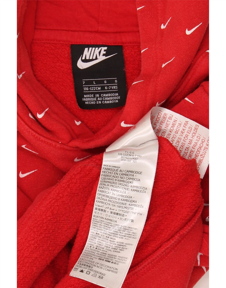 Felpa con cappuccio da bambino Nike 6-7 anni in cotone rosso