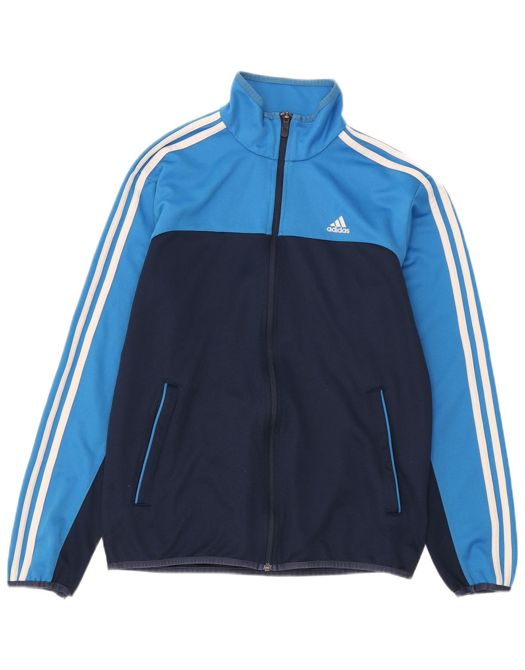 ADIDAS Mens Tracksuit Top Jacket UK 38/40 Medium Navy Blue Colourblock