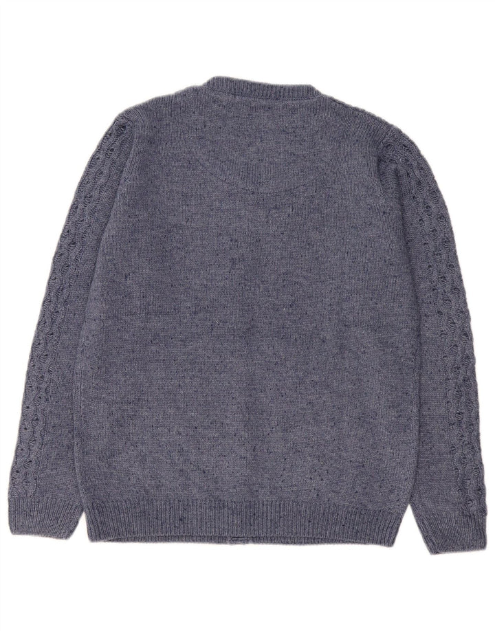 Maglione cardigan oversize da donna vintage UK 10/12 piccolo acrilico blu navy