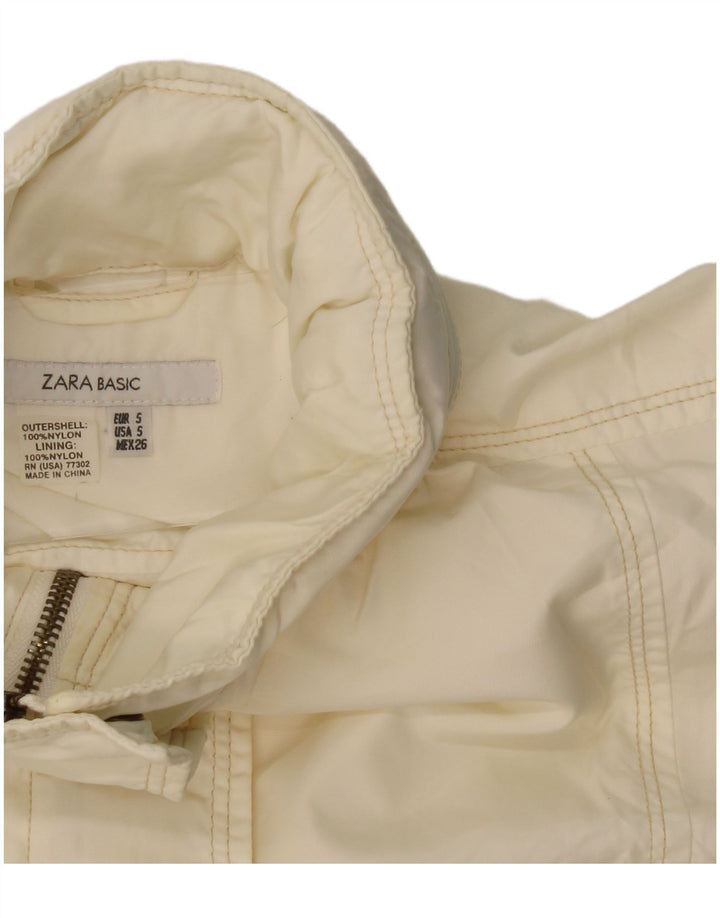 Giacca pratica con cappuccio da donna Zara UK 10 piccola in nylon bianco sporco
