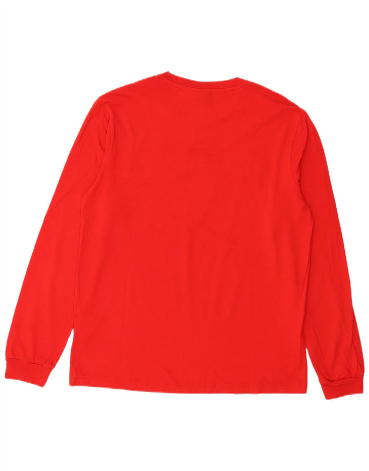 Champion Top grafico da uomo a maniche lunghe in cotone rosso medio