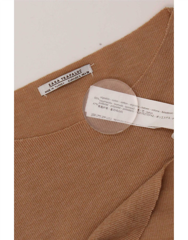 Top oversize da donna Zara a maniche lunghe UK 16 grande cotone marrone