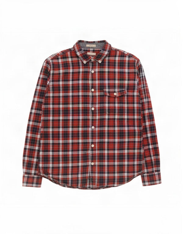 White Stuff Mens Classic Fit Flannel Shirt Medium Red Check Cotton