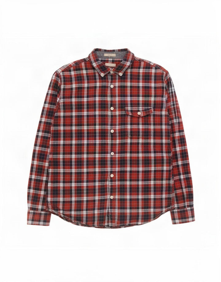 Camicia da uomo in flanella dal taglio classico di White Stuff, in cotone a quadri rosso medio