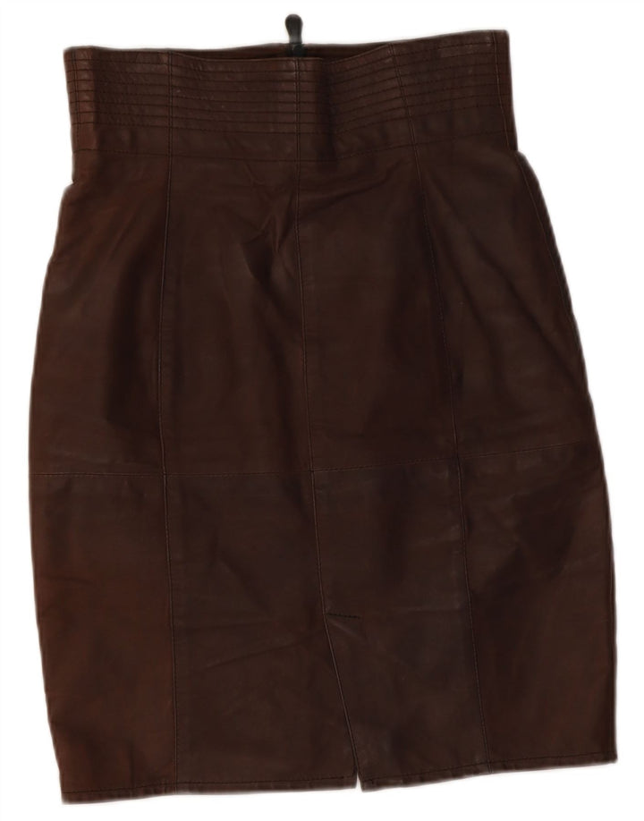 Gonna in pelle vintage da donna W28 in pelle marrone medio