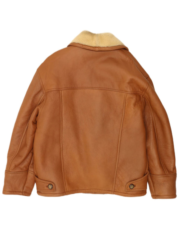 Giacca in shearling vintage da uomo IT 50 Shearling marrone grande