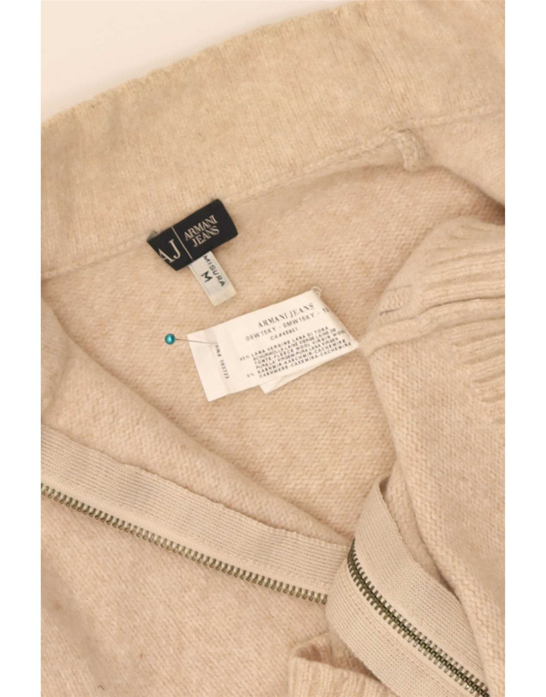 Maglione cardigan da donna Armani UK 12 Lana vergine beige medio