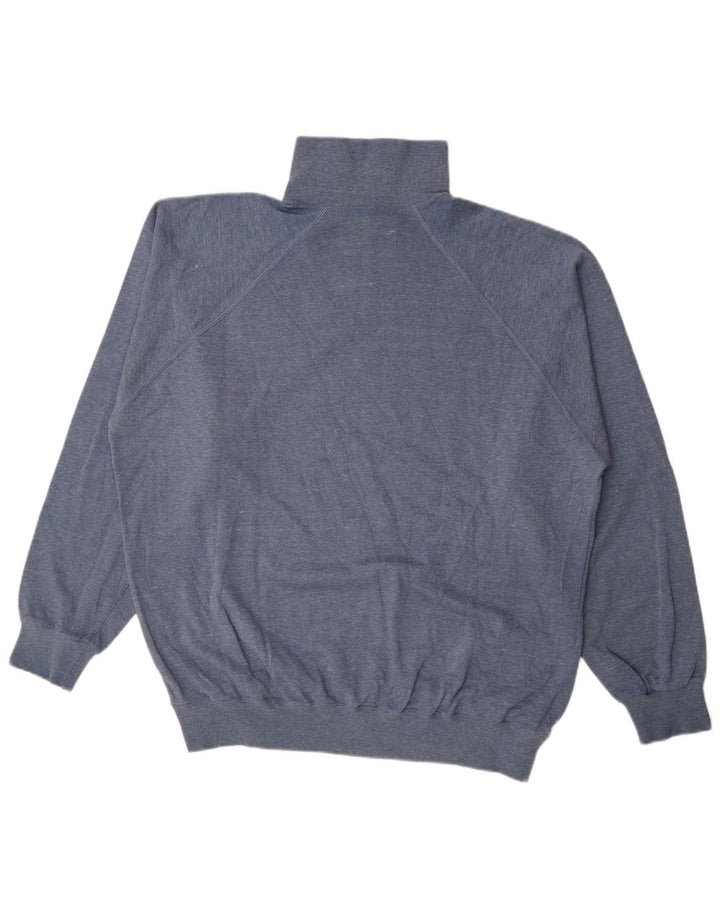 Felpa Champion da uomo con zip e collo, maglione XL, cotone blu