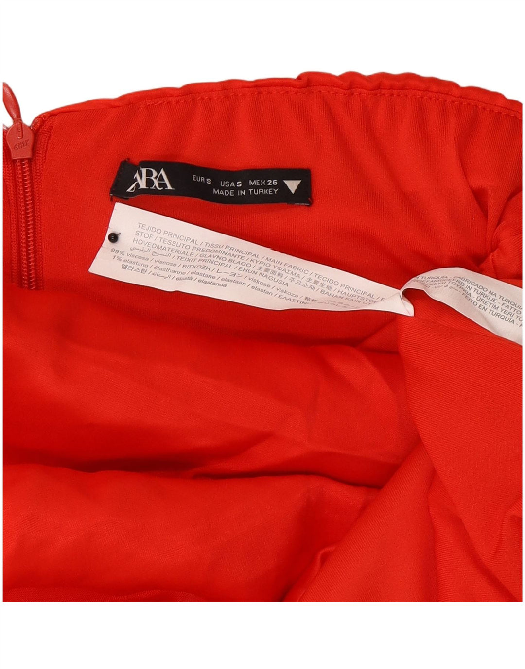 Abito senza spalline da donna Zara UK 8 Small rosso in viscosa