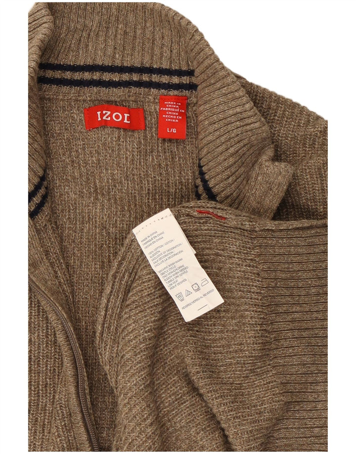 Maglione da uomo con zip e collo Izod, grande, in cotone verde