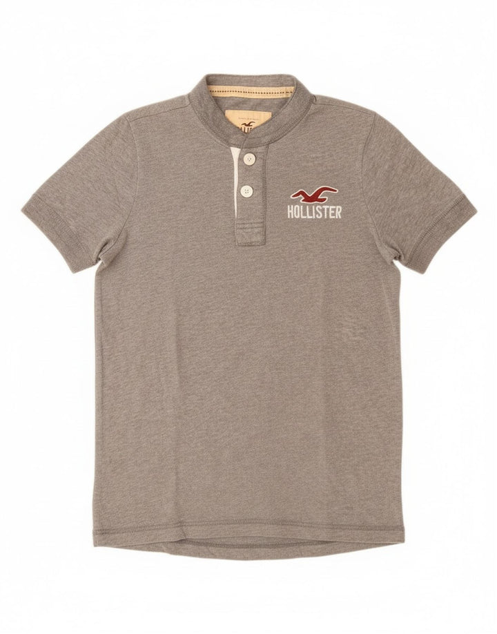 T-shirt Hollister da uomo in cotone grigio medio