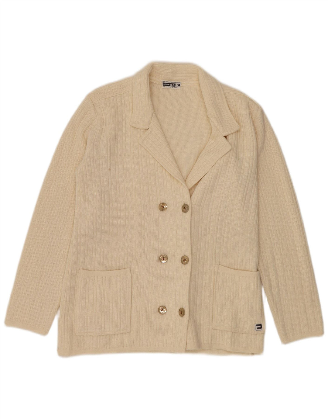 Maglione cardigan doppiopetto oversize da donna CAGI IT 34 2XS Bianco sporco