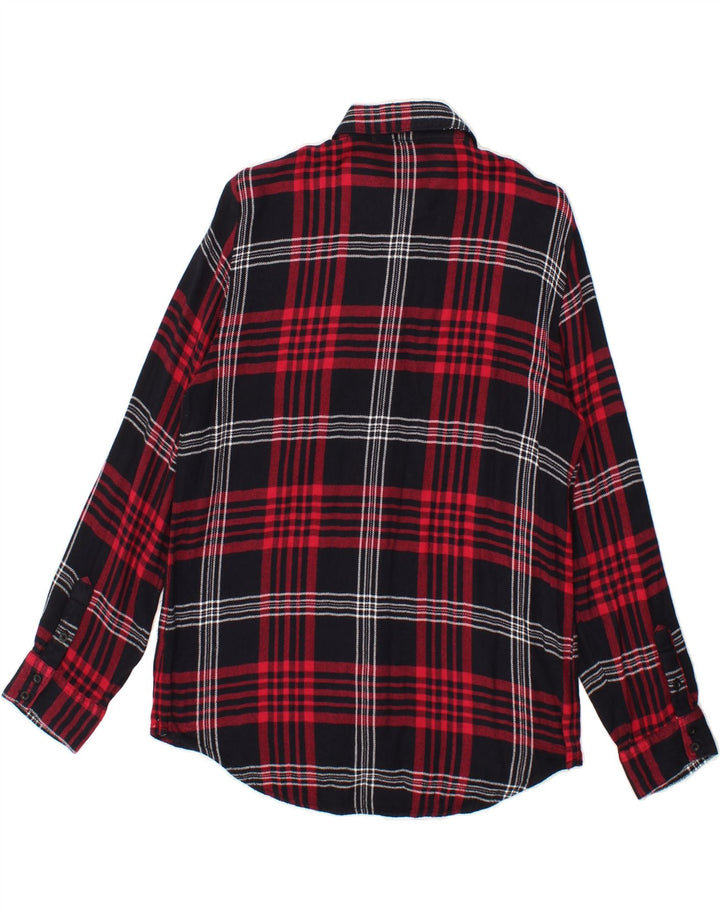 ZARA Womens Longline Flannel Shirt UK 14 Medium Red Check Vintage Zara and Second-Hand Zara from Messina Hembry 