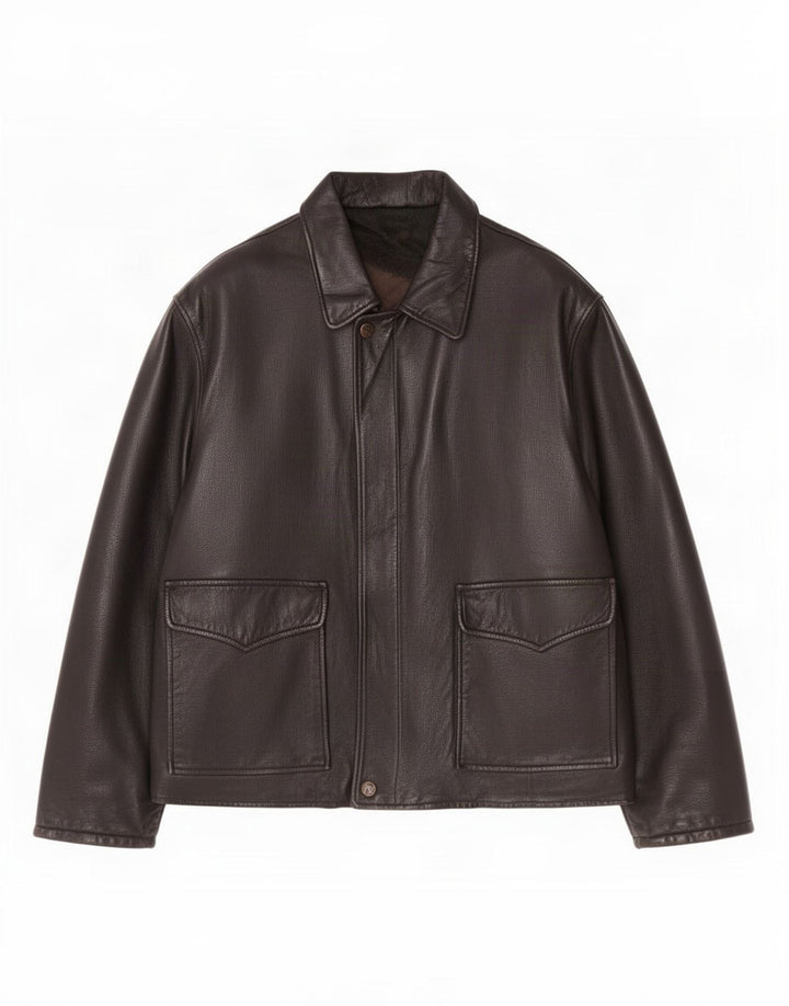 Giacca in pelle vintage da uomo UK 42 XL nera