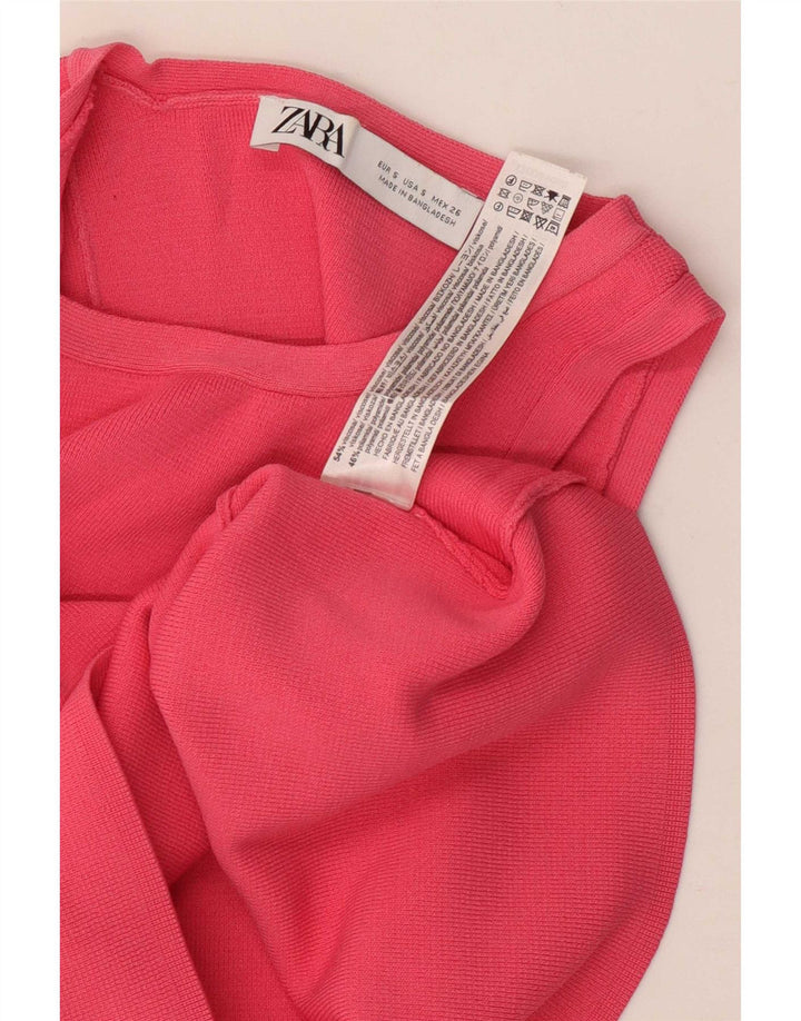 Canotta corta da donna Zara UK 8 piccola in viscosa rosa