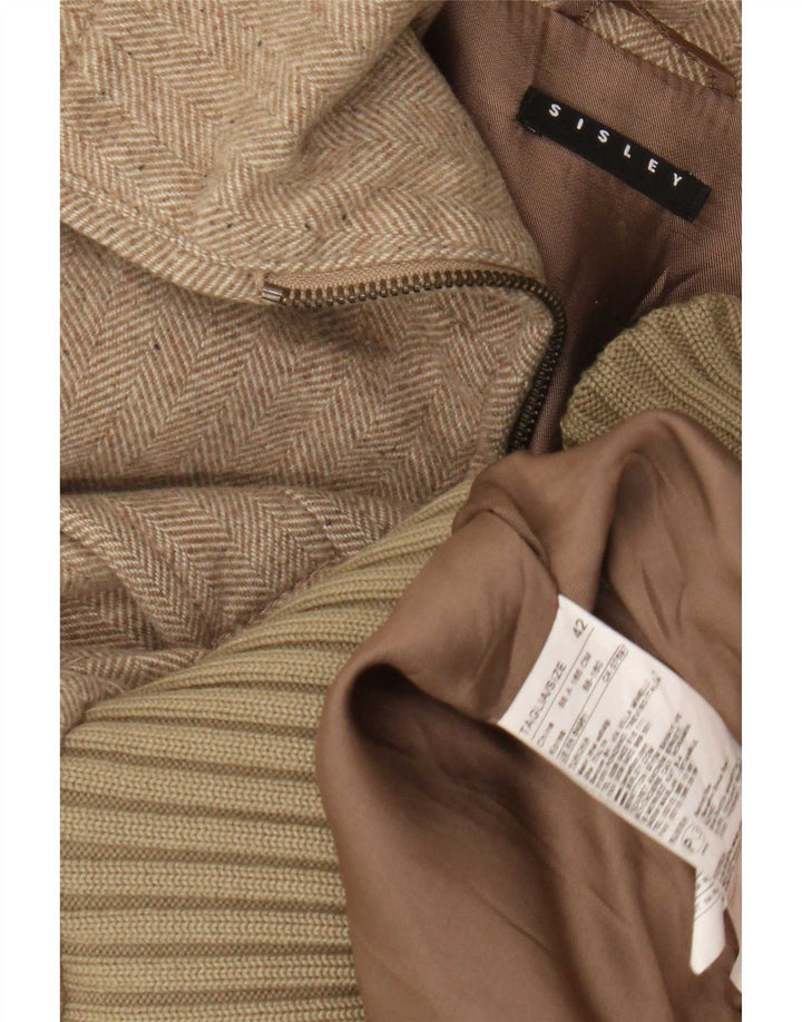 Giubbotto Bomber Donna Sisley IT 42 Lana Spinata Beige Medio