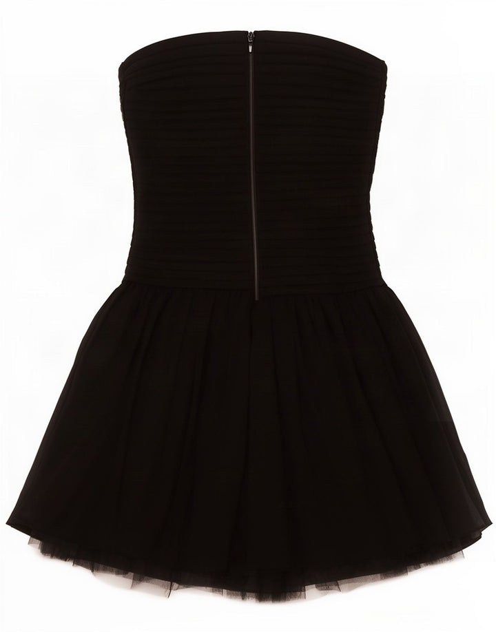Abito senza spalline da donna Zara UK 8 piccolo poliestere nero