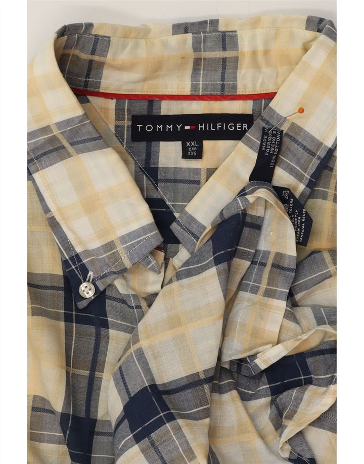 TOMMY HILFIGER Camicia a maniche corte da uomo 2XL Cotone a quadri blu navy