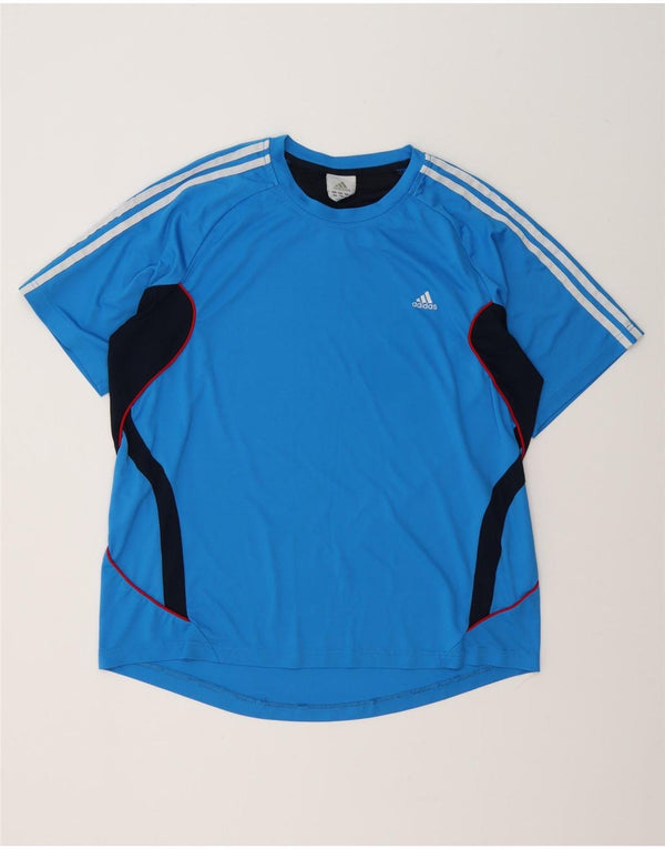 Adidas Uomo Climalite T-shirt Top XL Blu Colourblock Poliestere