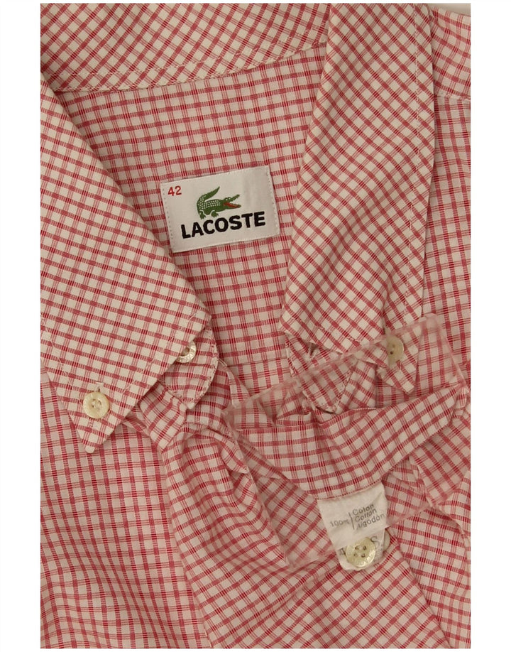Camicia a maniche corte da uomo Lacoste taglia 42 grande in cotone a quadretti rossi