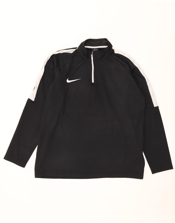 Top Nike da uomo Dri Fit con zip e collo a maniche lunghe, grande, color block nero