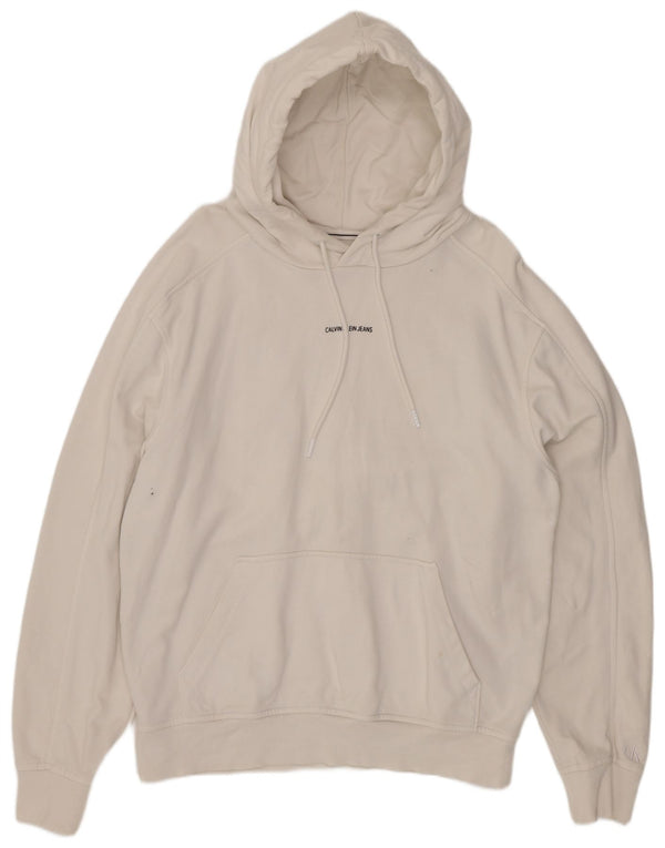 Maglione con cappuccio da uomo Calvin Klein Jeans piccolo in cotone bianco