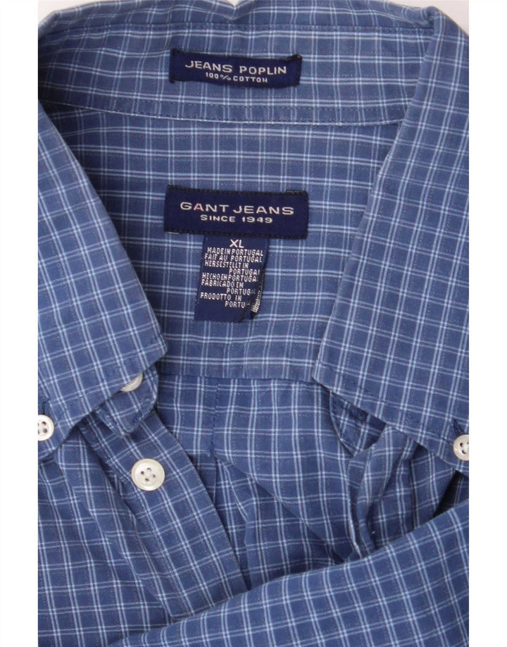 Camicia da uomo Gant XL in cotone a quadri blu