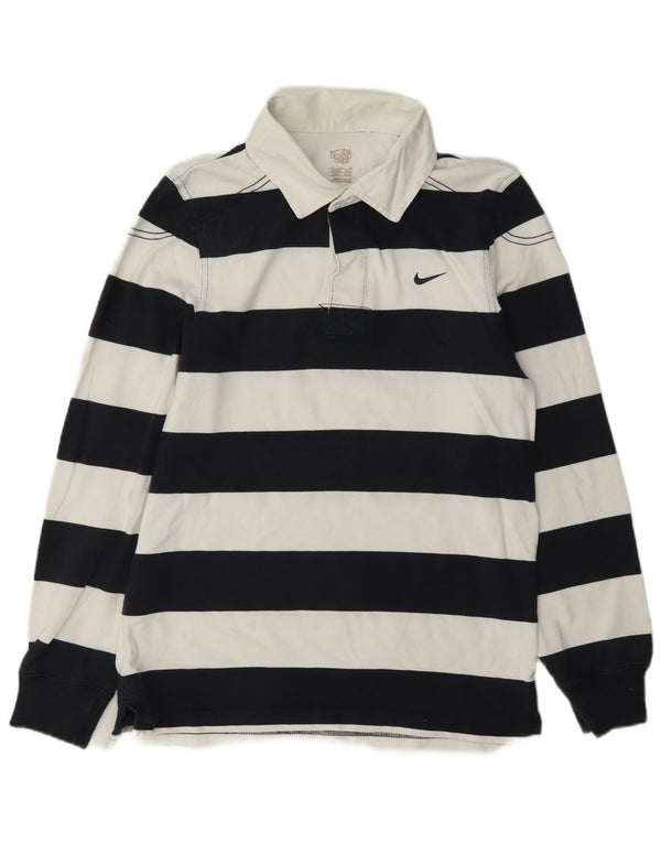 Polo da rugby a maniche lunghe da uomo Nike UK 34/36 piccola a righe nere
