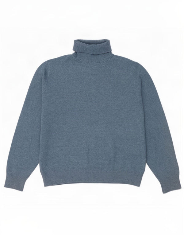 Maglione maglione a collo alto da donna Marks & Spencer UK 14 Poliestere blu medio