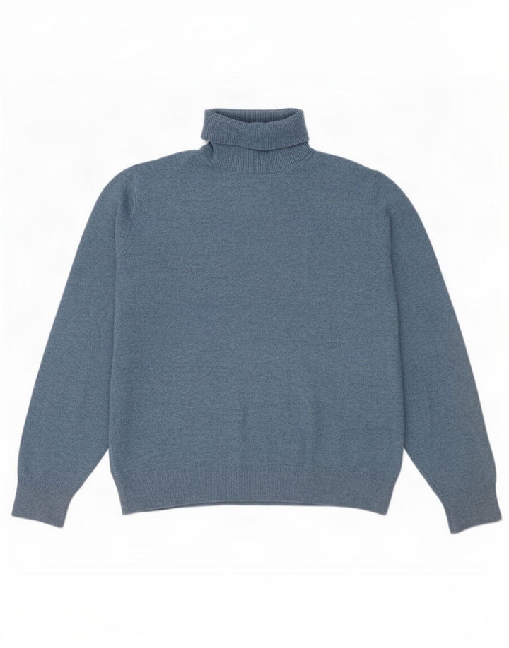 Maglione maglione a collo alto da donna Marks & Spencer UK 14 Poliestere blu medio