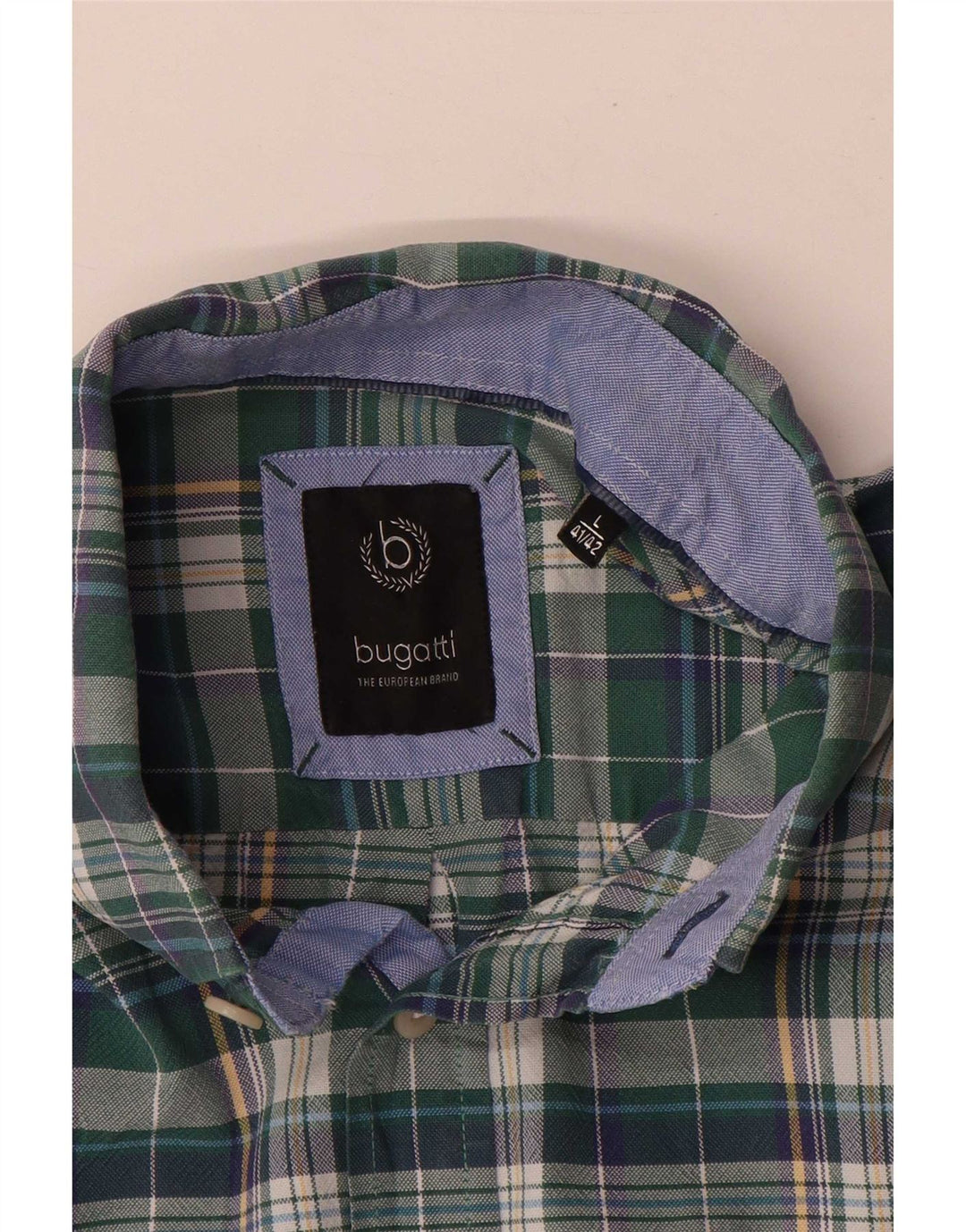 Camicia da uomo Bugatti taglia 41/42 grande motivo a quadri verdi