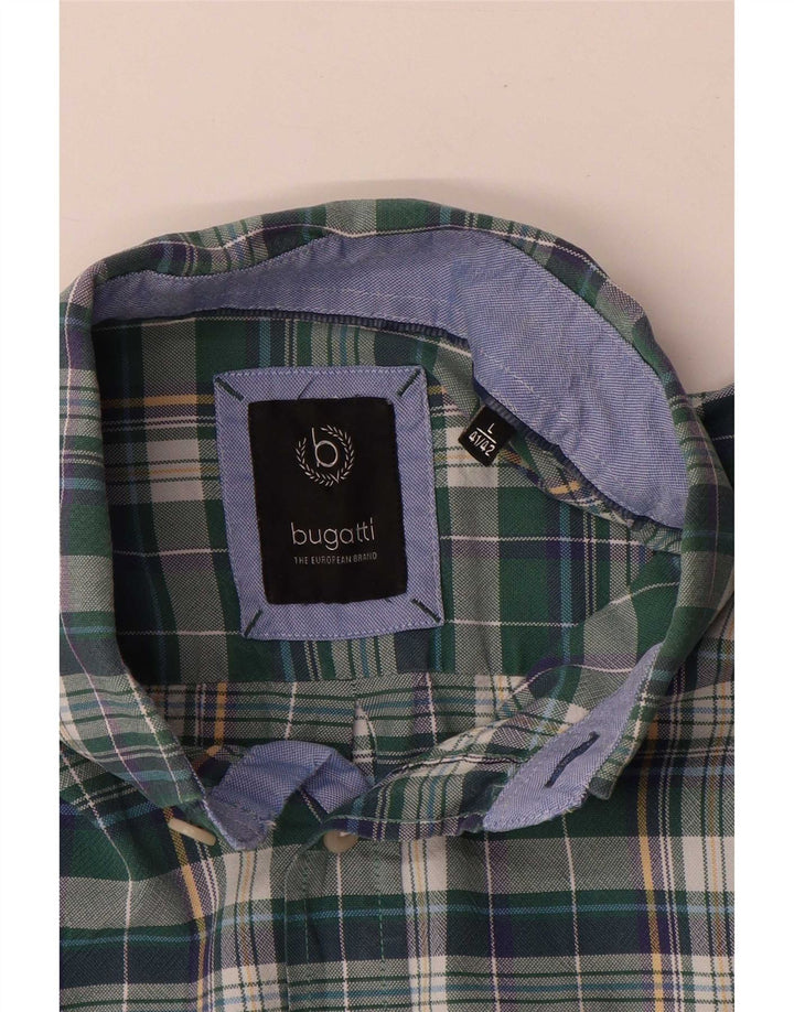 Camicia da uomo Bugatti taglia 41/42 grande motivo a quadri verdi
