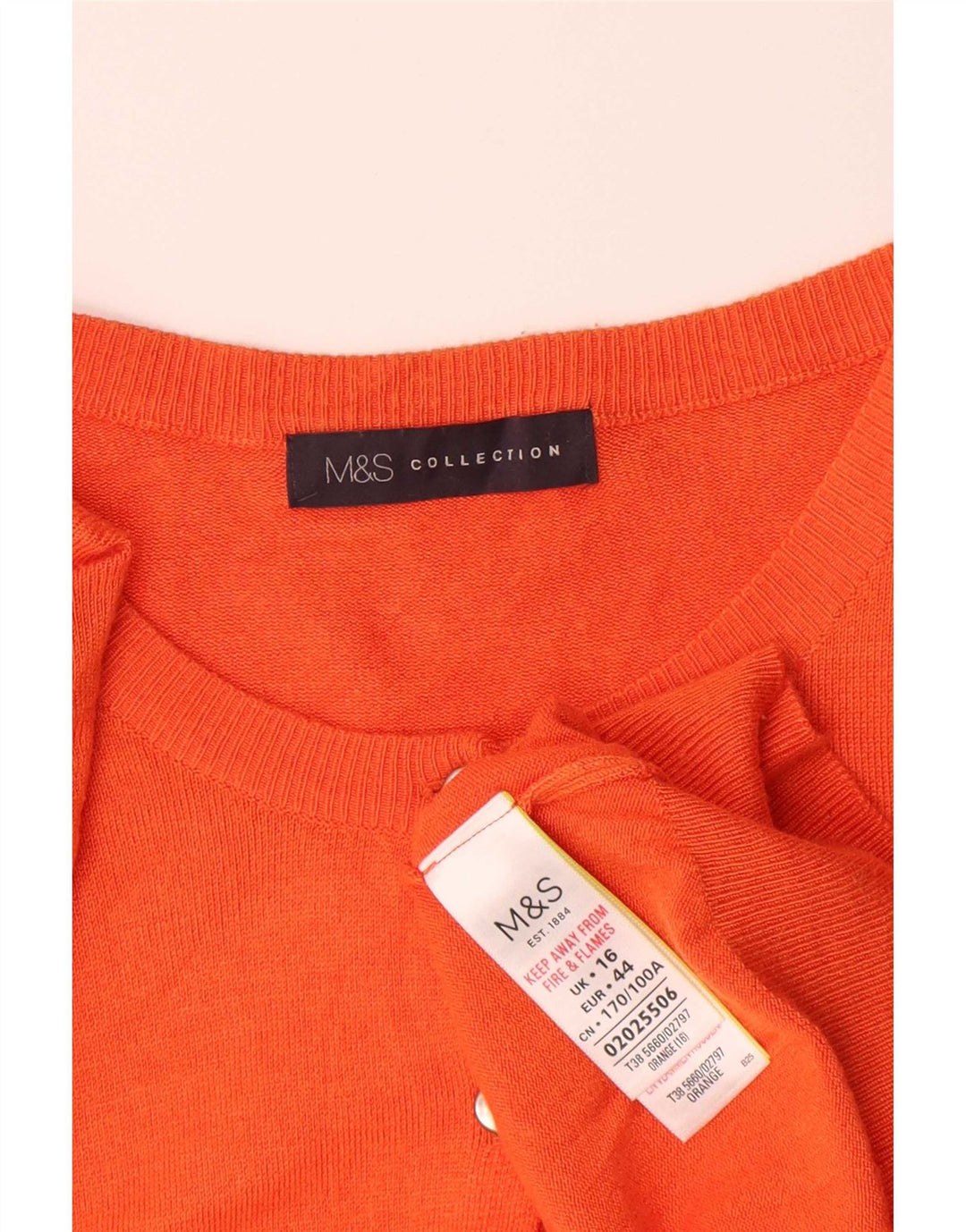 Maglione cardigan da donna Marks & Spencer UK 16 grande viscosa arancione