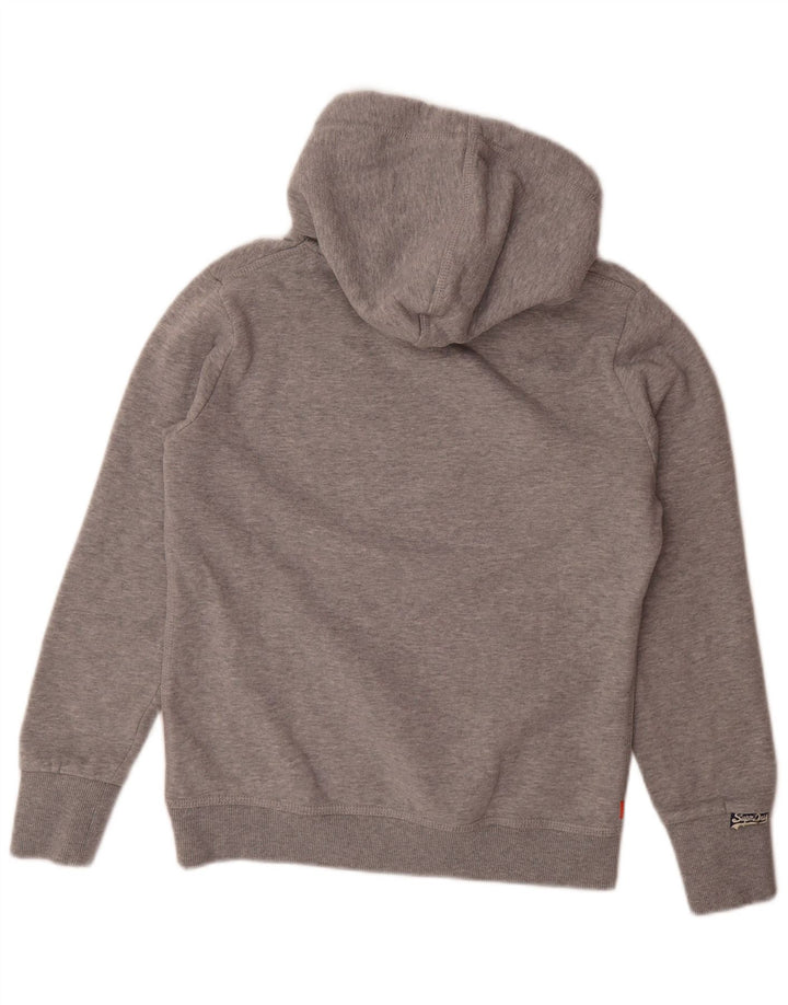 Maglione con cappuccio grafico da uomo Superdry in cotone chiazzato grigio medio