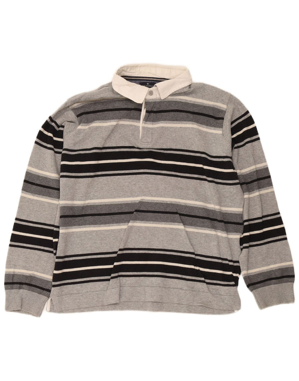 Polo da rugby da uomo Marks & Spencer Blue Harbour, a righe grigie grandi