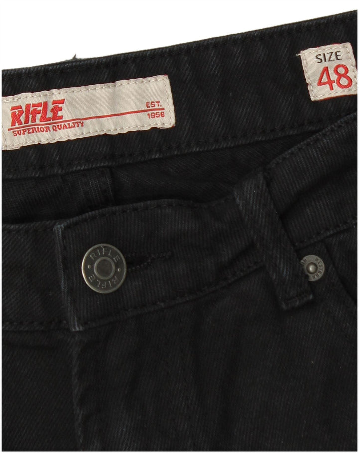 Pantaloncini in denim invecchiato da uomo Rifle IT 48 medio W32 cotone nero