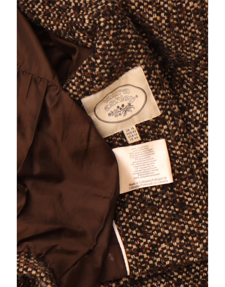 LAURA ASHLEY Cappotto da donna UK 16 Grande lana screziata marrone