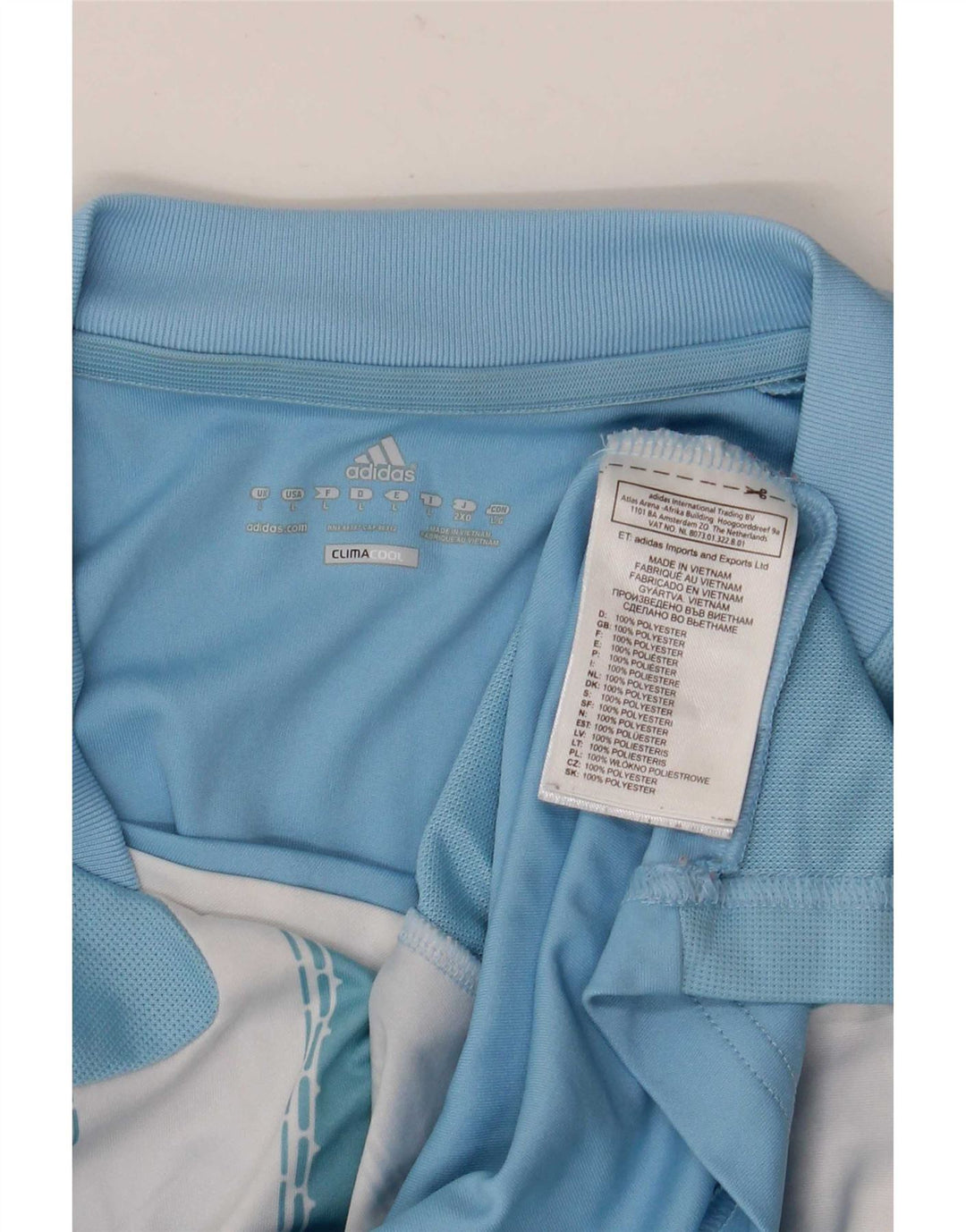 T-shirt Adidas Climacool da uomo Top grande in poliestere a righe blu