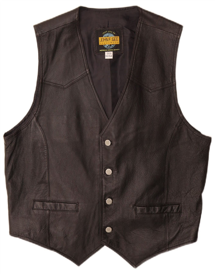 Gilet in pelle da uomo John F Gee EU 52/44 Large Nero