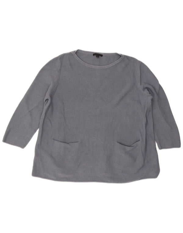 COS Maglione oversize da donna con scollo a barca con maniche a 3/4 UK 16 Large Grigio
