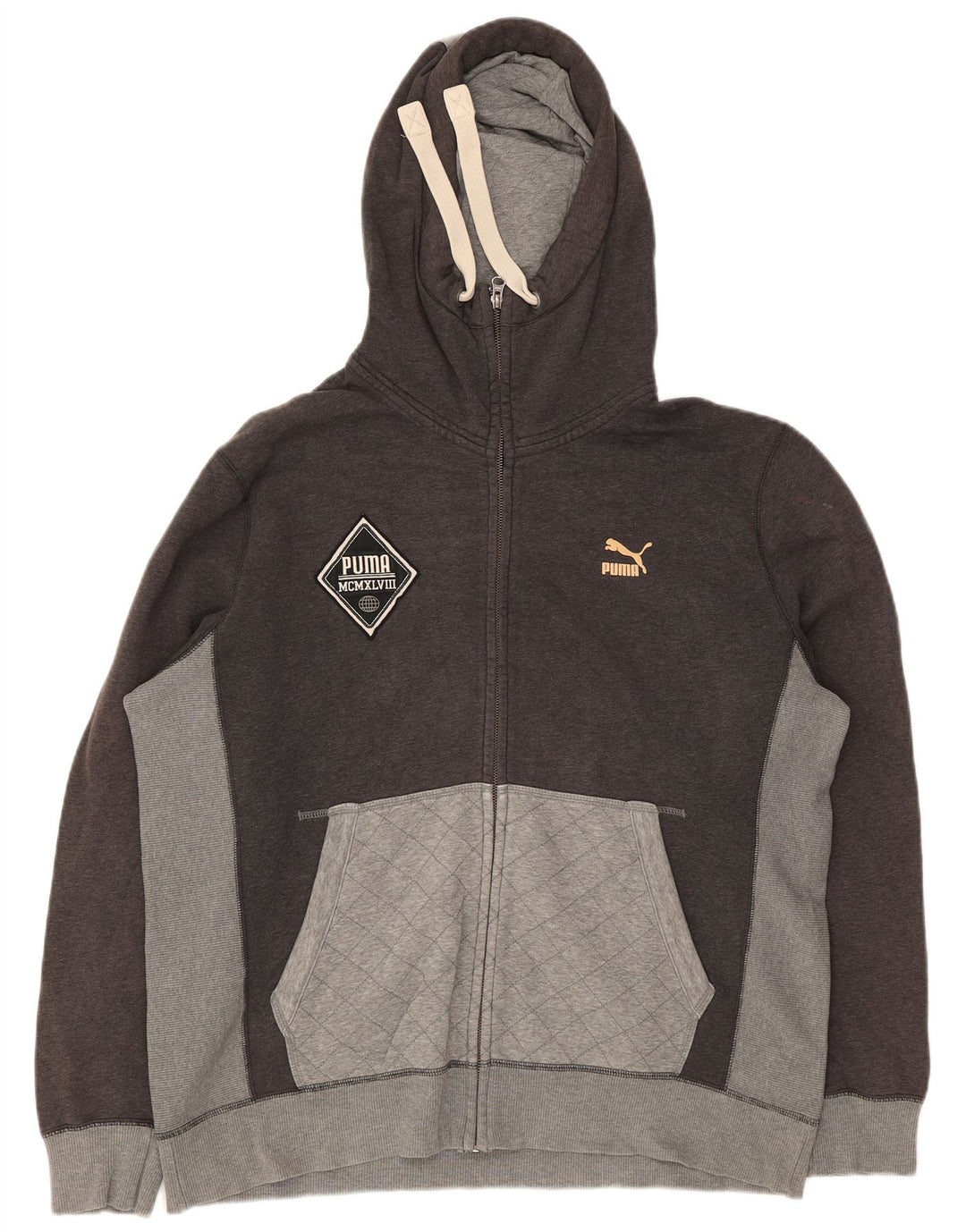 Felpa con cappuccio e zip da uomo Puma XL a quadri grigi