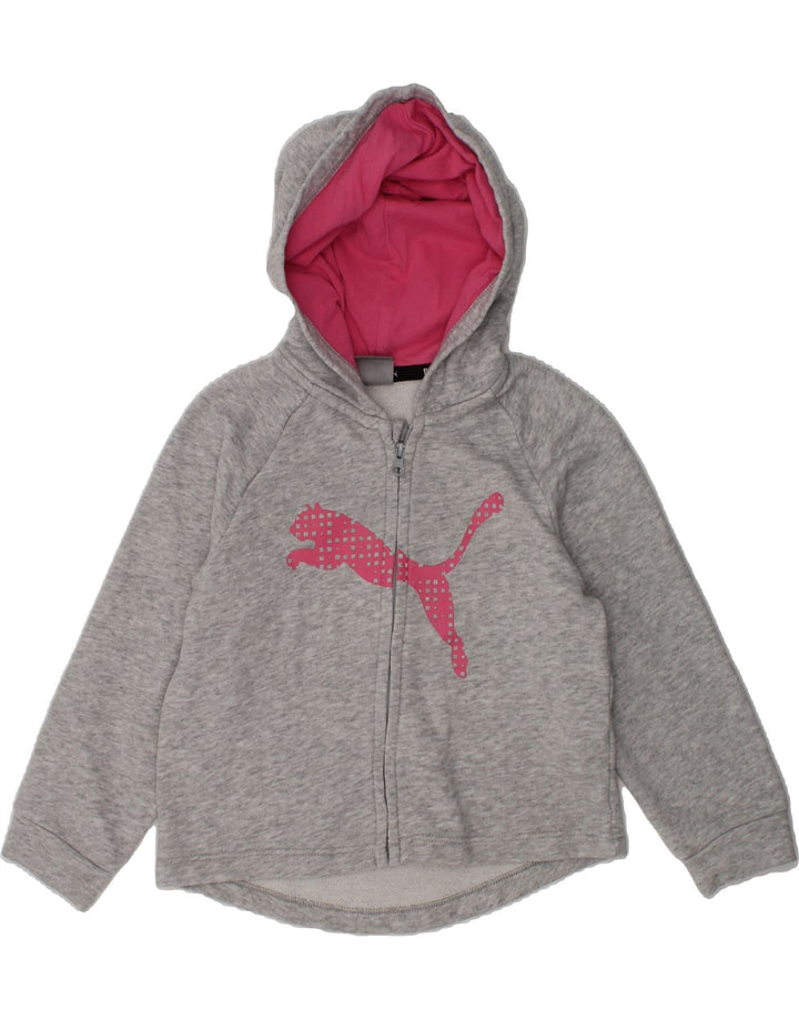 PUMA Girls Graphic Zip Hoodie Sweater 2-3 Years Grey Cotton | Vintage Puma | Thrift | Second-Hand Puma | Used Clothing | Messina Hembry 