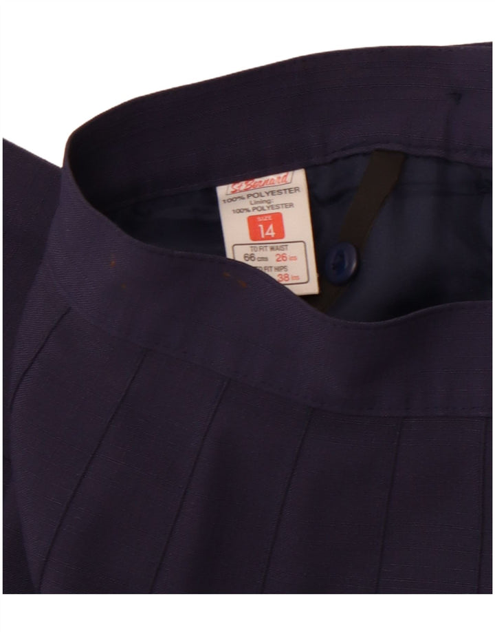 ST. Gonna a trapezio a vita alta da donna BERNARD UK 14 media W28 blu navy